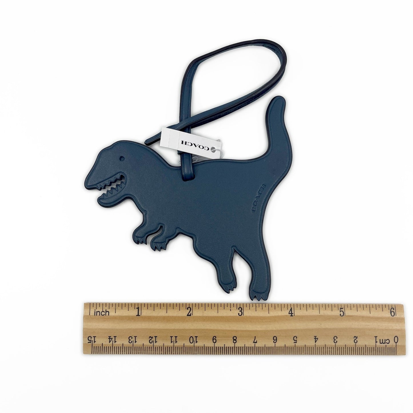 Coach Rexy Dinosaur Bag Charm Keychain Dark Blue Leather C6294G