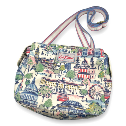 Cath Kidston Mini Shoulder Bag London Cityscape Scenery Pattern Oilcloth Blue