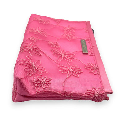 Givenchy Cosmetic Pouch Pink Floral Pattern Silver Logo Zipper