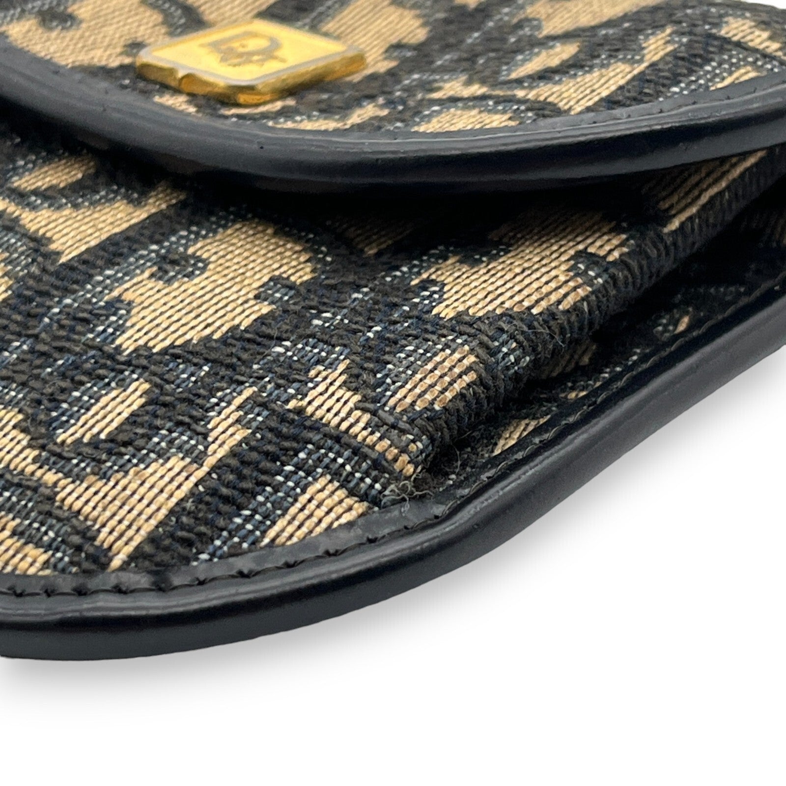 Christian Dior Trotter Canvas Leather Coin Purse Compact Wallet