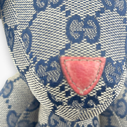 Gucci GG Monogram Canvas Teddy Bear Plush Doll Beige Navy
