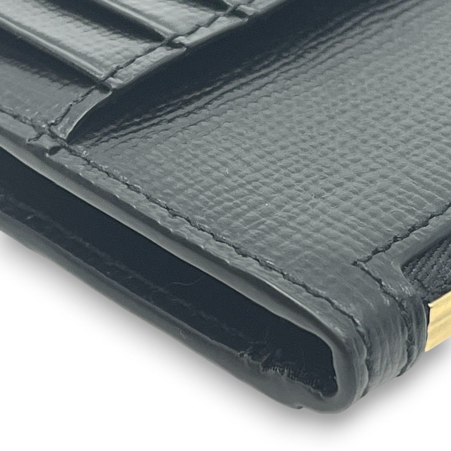 Bally Mandy Leather Chain Card Wallet Black with Box and Dust Cloth