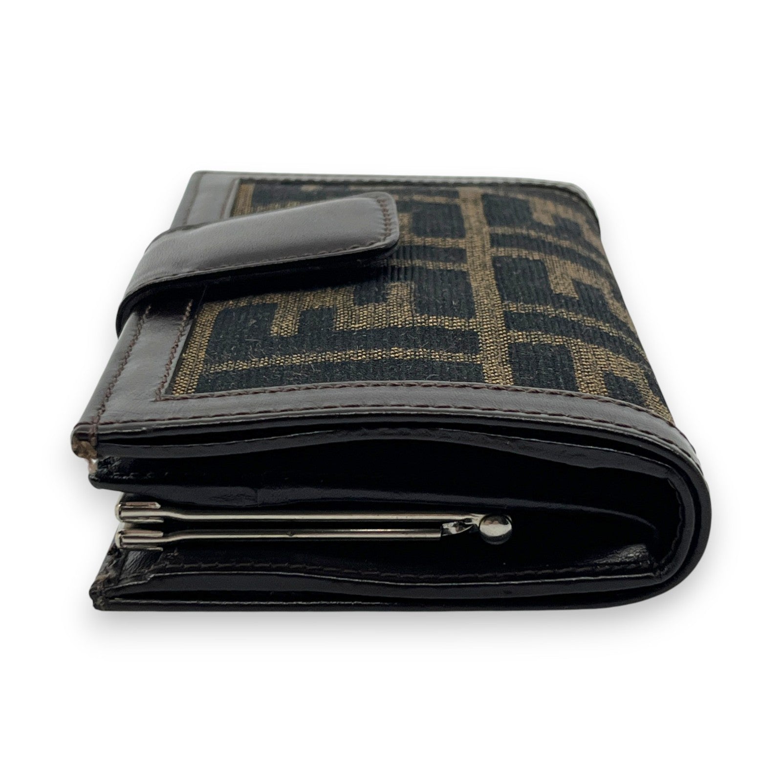 Fendi Zucca  Canvas Leather Bifold Wallet in Brown /w Box