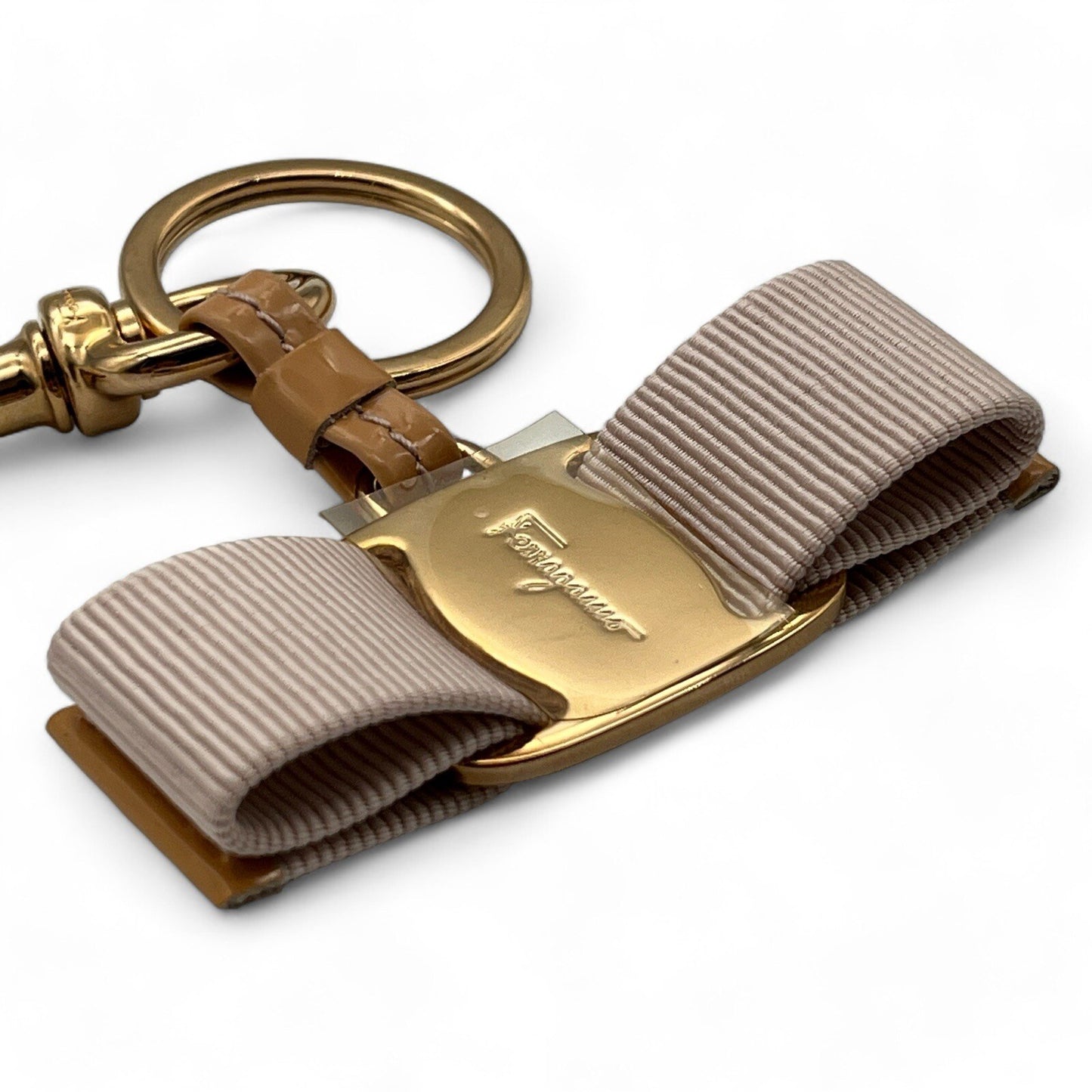 Salvatore Ferragamo Key Ring with Vara Charm in Light Pink w/ Original Box