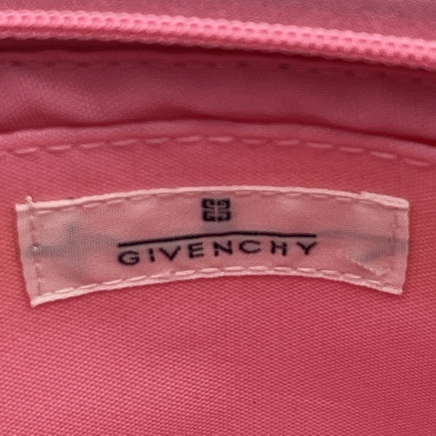 Givenchy Cosmetic Pouch Pink Floral Pattern Silver Logo Zipper