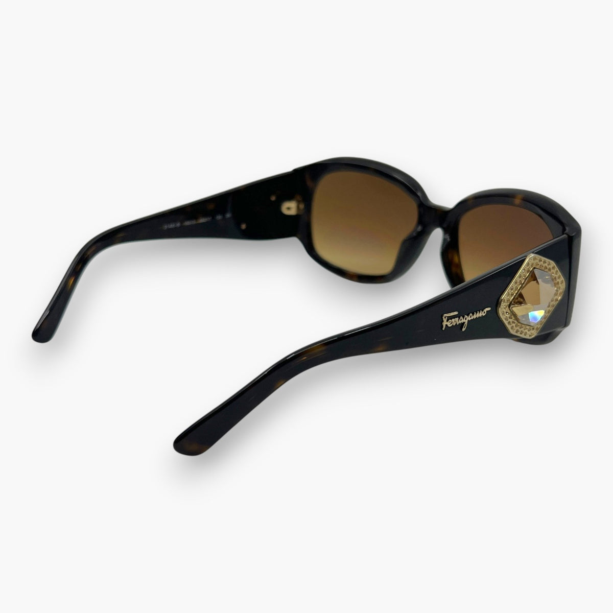 Ferragamo Rhinestone Sunglasses Brown Tortoise 2146-B W/ Case Box