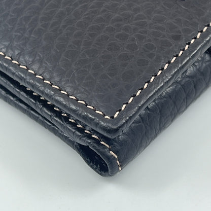 dunhill Key Case Wallet 6 Hooks Bill Slot Dark Brown Leather Italy W/ Card
