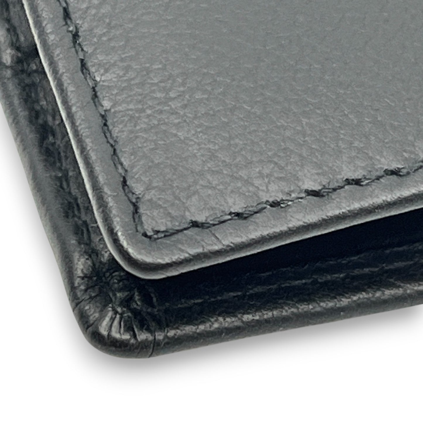 Christian Dior Black Leather Bifold Wallet with Silver Logo Plate