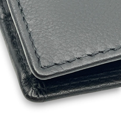 Christian Dior Black Leather Bifold Wallet with Silver Logo Plate