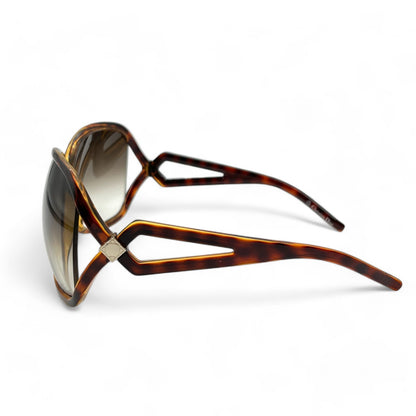 Christian Dior Madrague Square Sunglasses Brown w/ Case