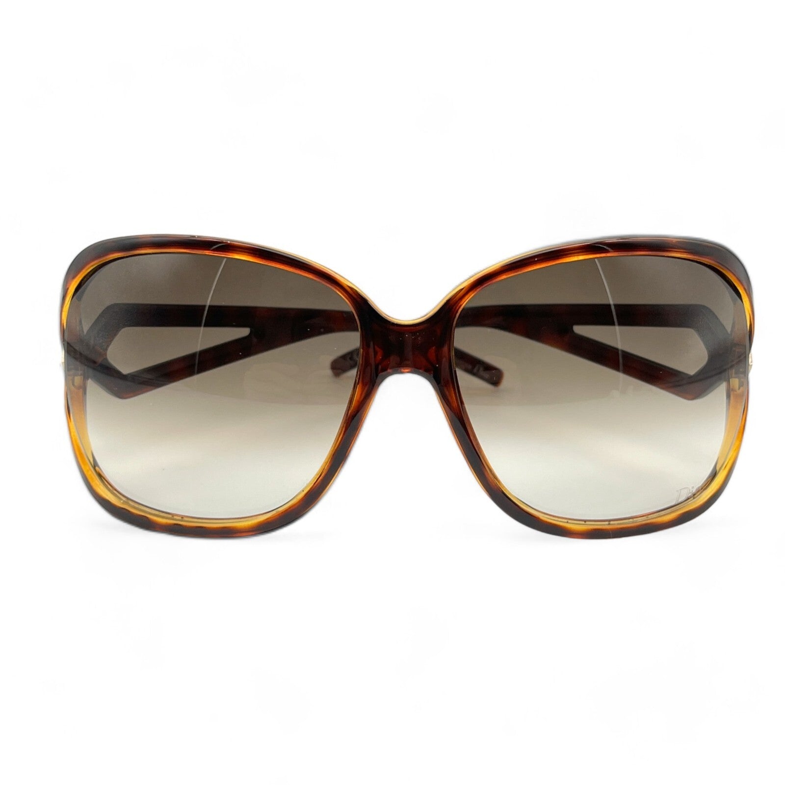 Christian Dior Madrague Square Sunglasses Brown w/ Case