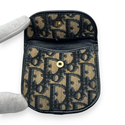 Christian Dior Trotter Canvas Leather Coin Purse Compact Wallet