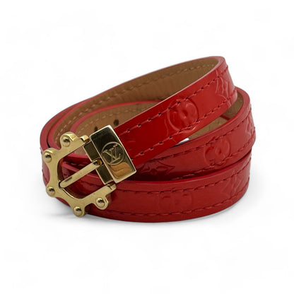 Louis Vuitton Monogram Vernis Triple Tour Bracelet Red