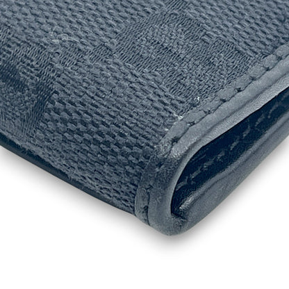 Gucci GG Canvas Card Holder Navy with Matching Leather Trim w/ Box