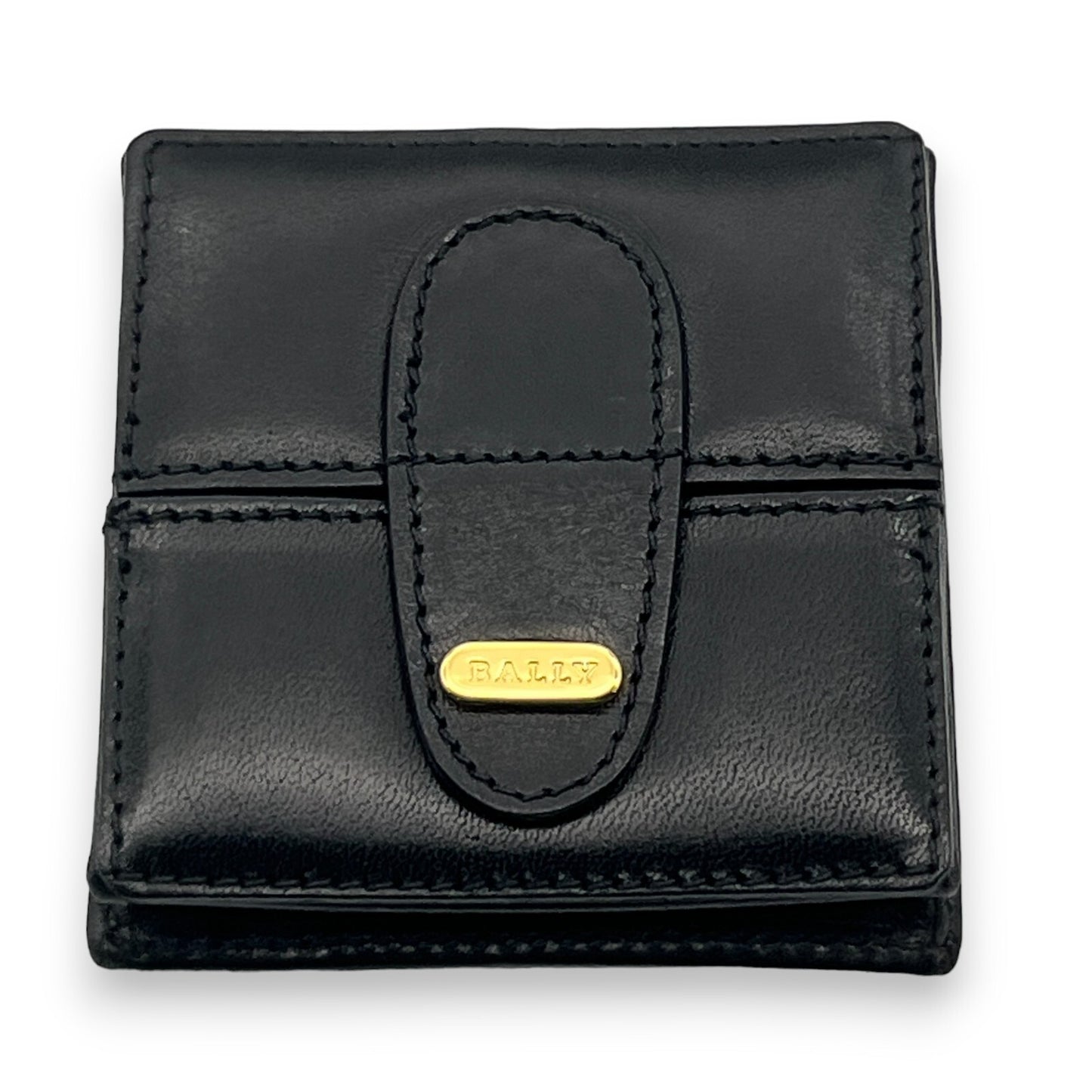 Bally Logo Plated Leather Coin Purse Wallet in Black
