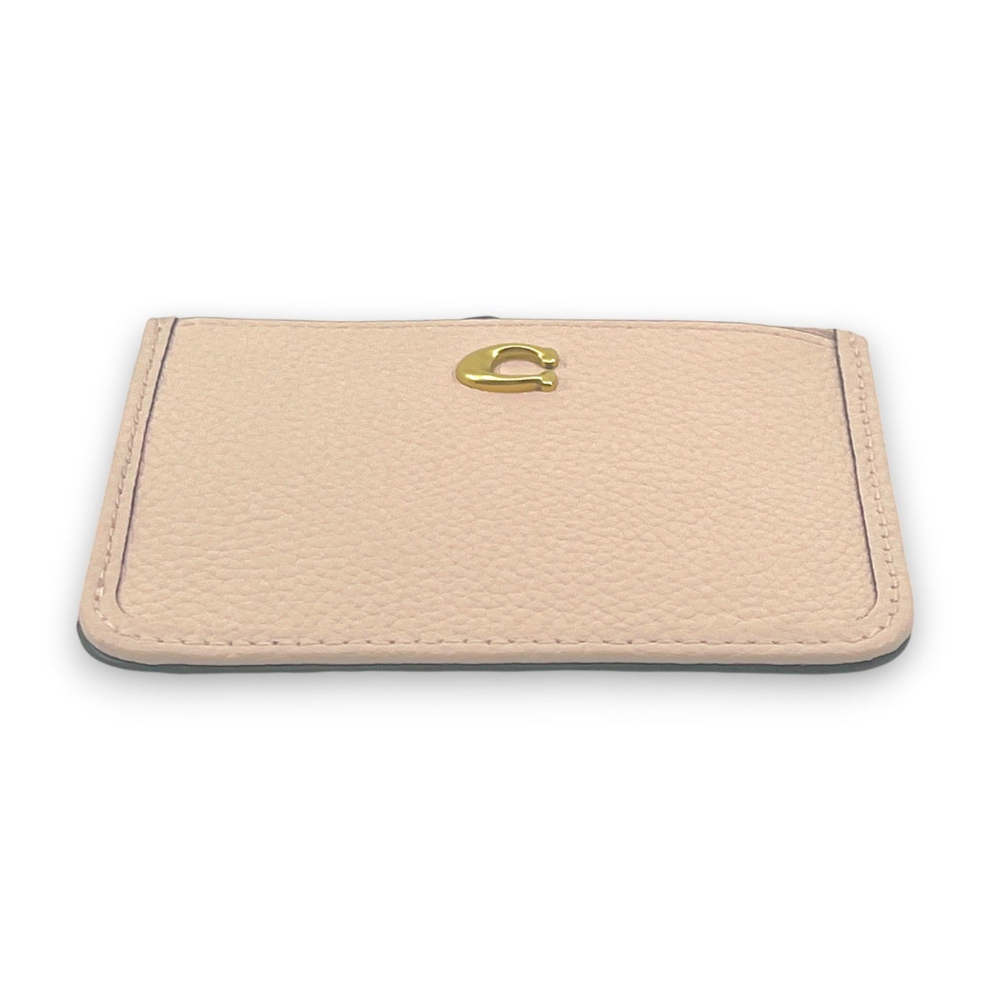 Coach Zip Card Case Coin Purse Light Pink Leather with Key Ring