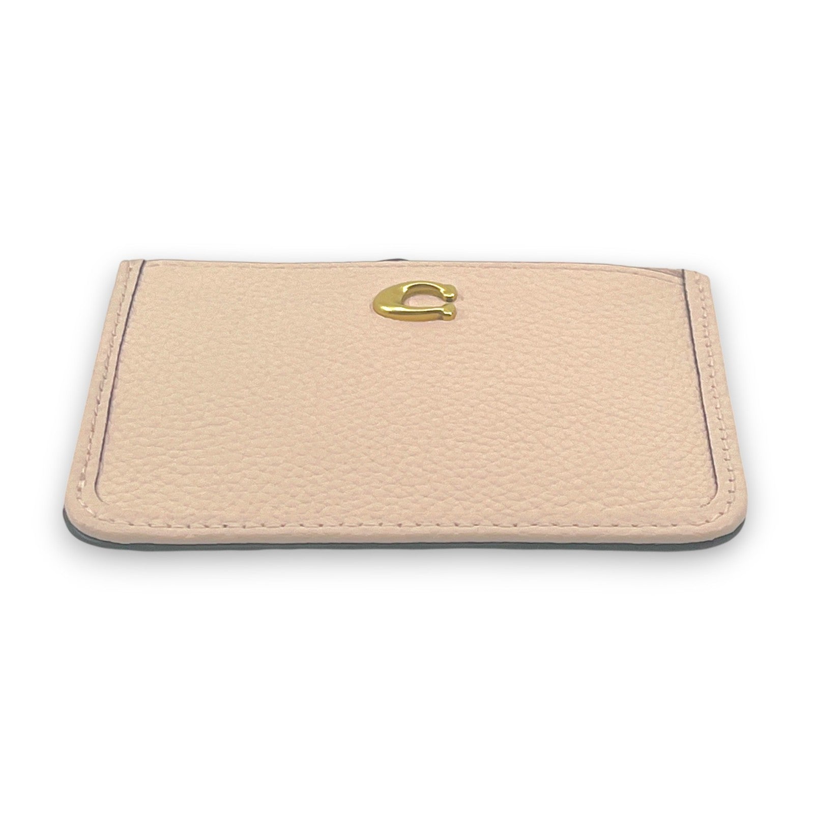 Coach Zip Card Case Coin Purse Light Pink Leather with Key Ring