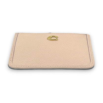 Coach Zip Card Case Coin Purse Light Pink Leather with Key Ring