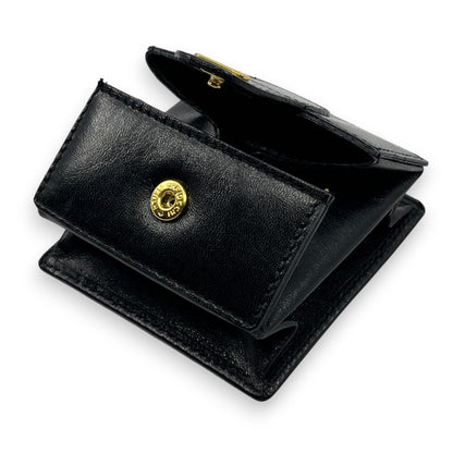 Bally Compact Leather Coin Wallet in Black w/ Box and Dust Bag