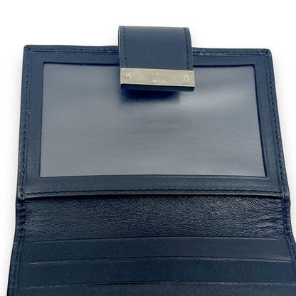 Gucci GG Canvas Card Holder Navy with Matching Leather Trim w/ Box