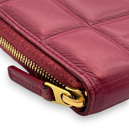 Bottega Veneta Padded Paper Calf Mini Wallet Burgundy Red Zipper