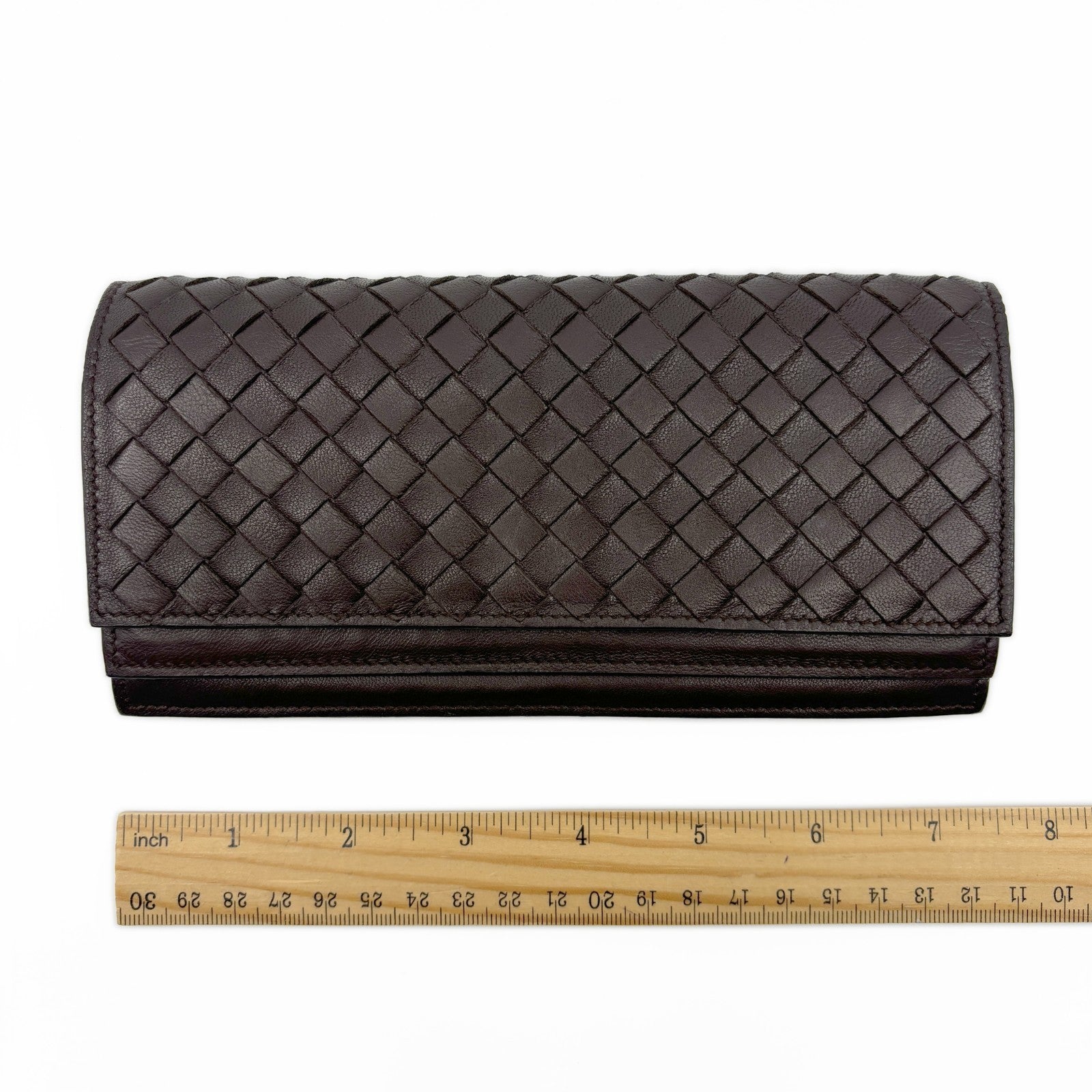 Bottega Veneta Intrecciato Brown Leather Long Wallet w/ Box