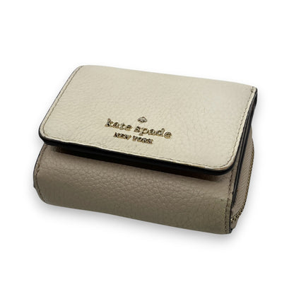Kate Spade Off White Beige Leather Trifold Wallet Zip Coin Purse