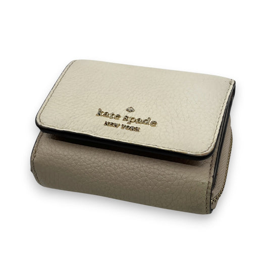 Kate Spade Off White Beige Leather Trifold Wallet Zip Coin Purse
