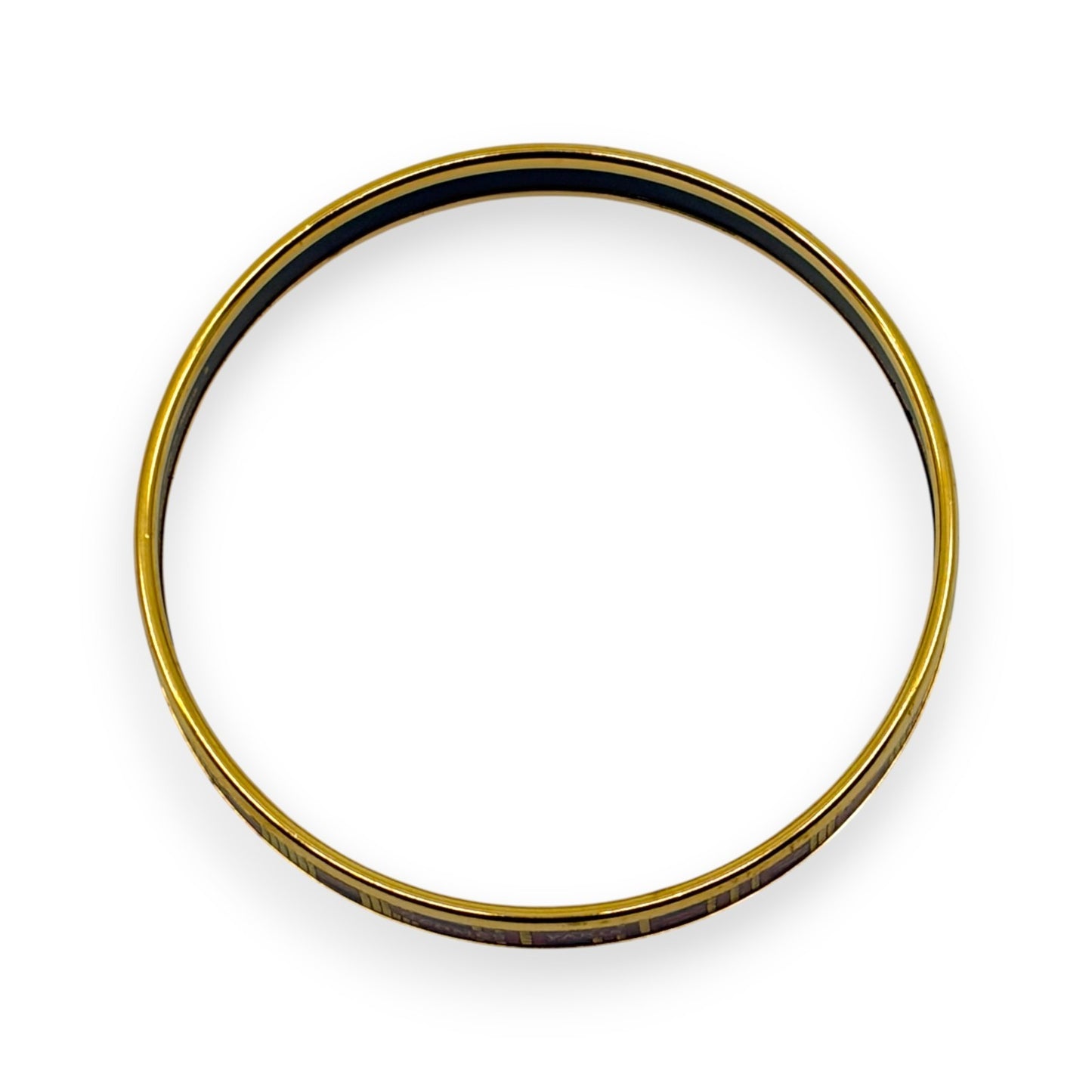 Hermes Enamel Bracelet Bangle Émail PM Gold Black w/ Box