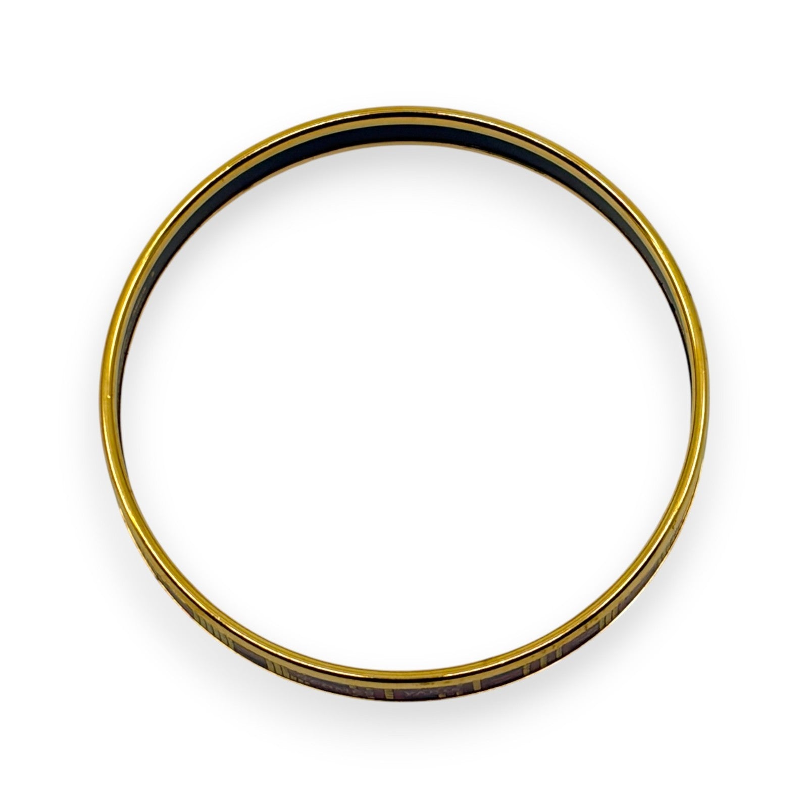 Hermes Enamel Bracelet Bangle Émail PM Gold Black w/ Box