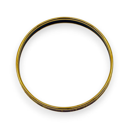 Hermes Enamel Bracelet Bangle Émail PM Gold Black w/ Box