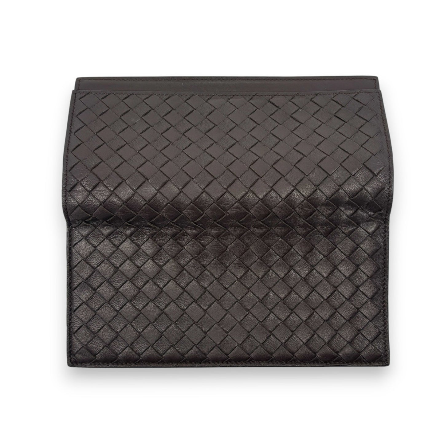 Bottega Veneta Intrecciato Brown Leather Long Wallet w/ Box