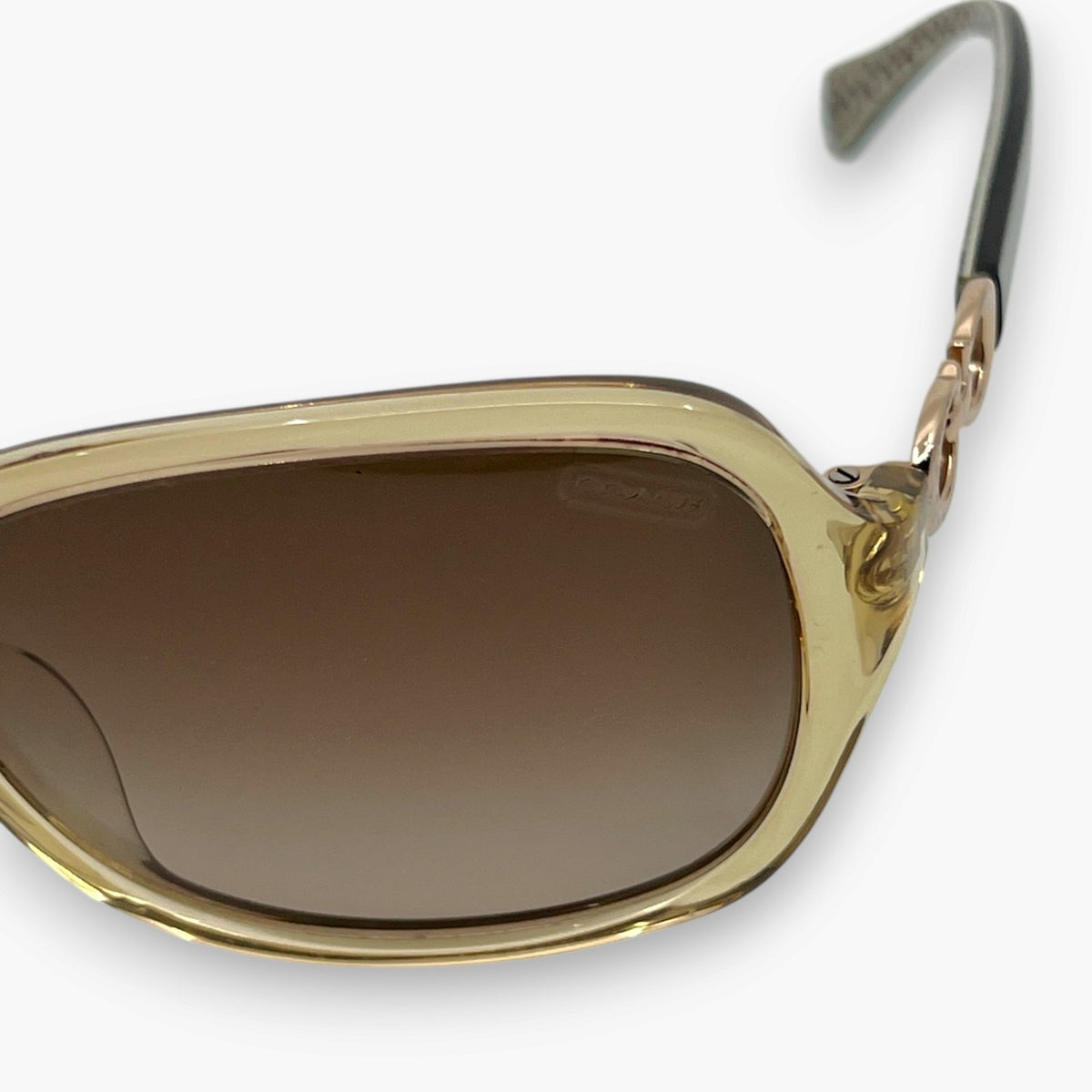 COACH Sunglasses HC8019A L506 Beatrice Sand Brown Frame Signature Temple Logo