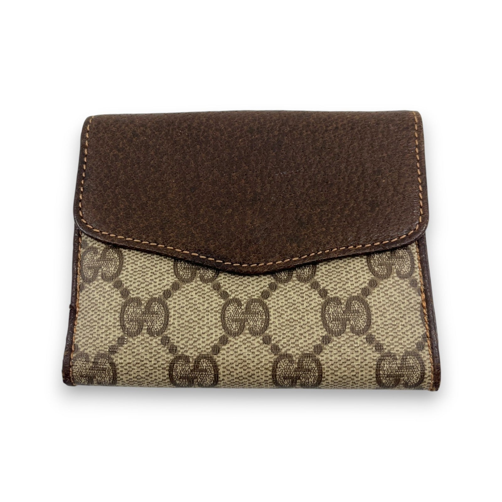 Gucci GG Supreme Canvas Web Stripe Bifold Wallet Brown Leather