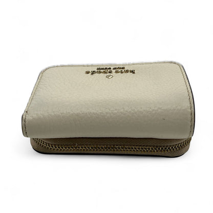 Kate Spade Off White Beige Leather Trifold Wallet Compact Zip Coin Purse