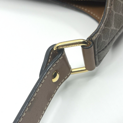 Nina Rich Leather Shoulder Bag Brown Key Case Necklace 3 Set