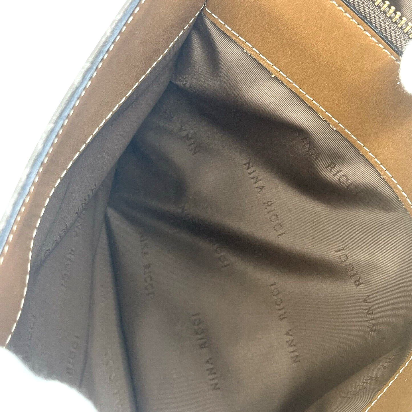 Nina Rich Leather Shoulder Bag Brown Key Case Necklace 3 Set