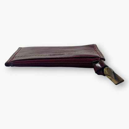 Coach Coin Case Key Ring Zip Wallet Patent Leather Burgundy