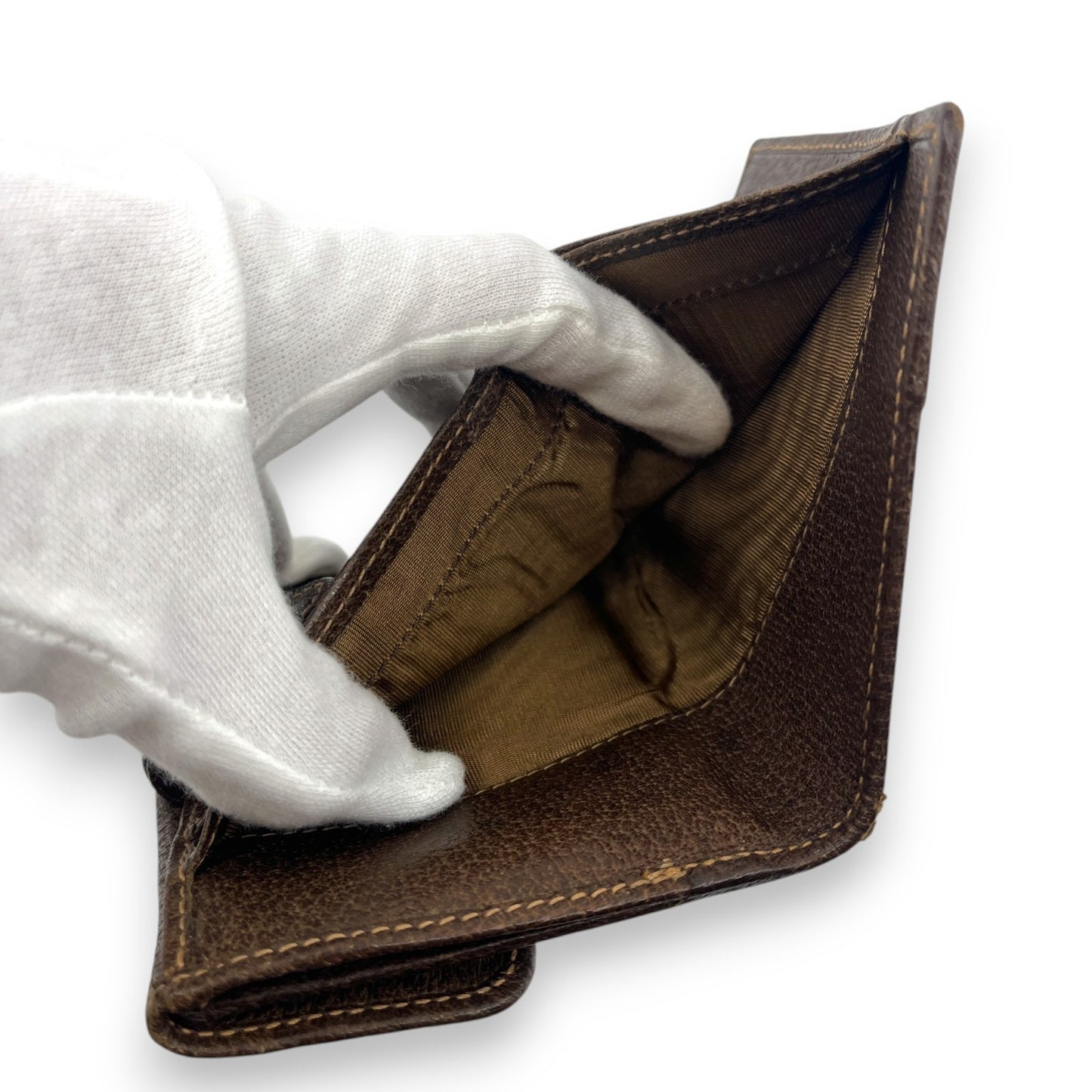 Gucci GG Supreme Canvas Web Stripe Bifold Wallet Brown Leather