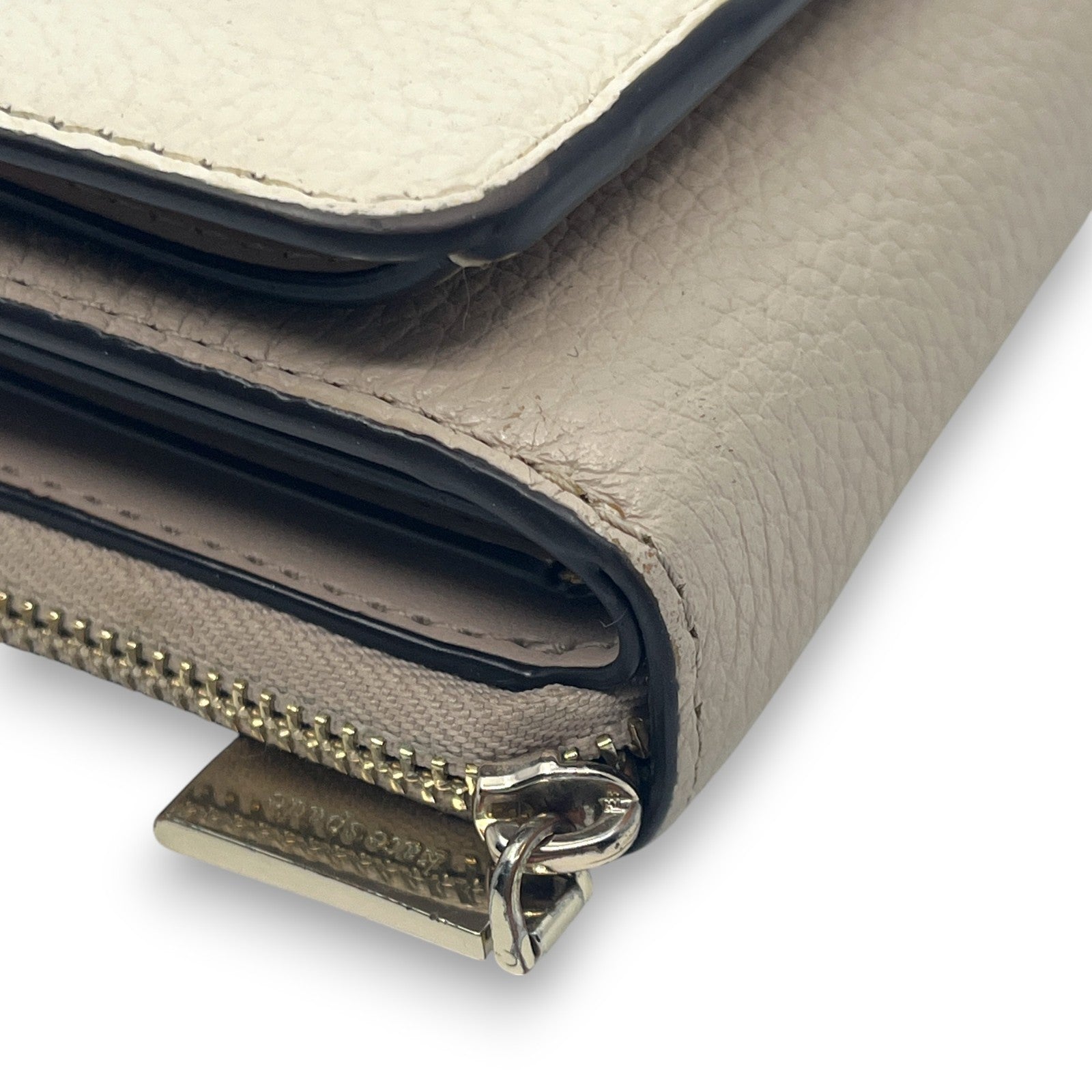 Kate Spade Off White Beige Leather Trifold Wallet Zip Coin Purse
