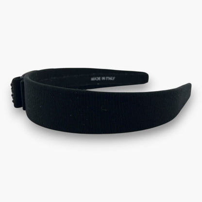 Salvatore Ferragamo Vara Ribbon Headband Crystal Black Italy W/ Dust Bag