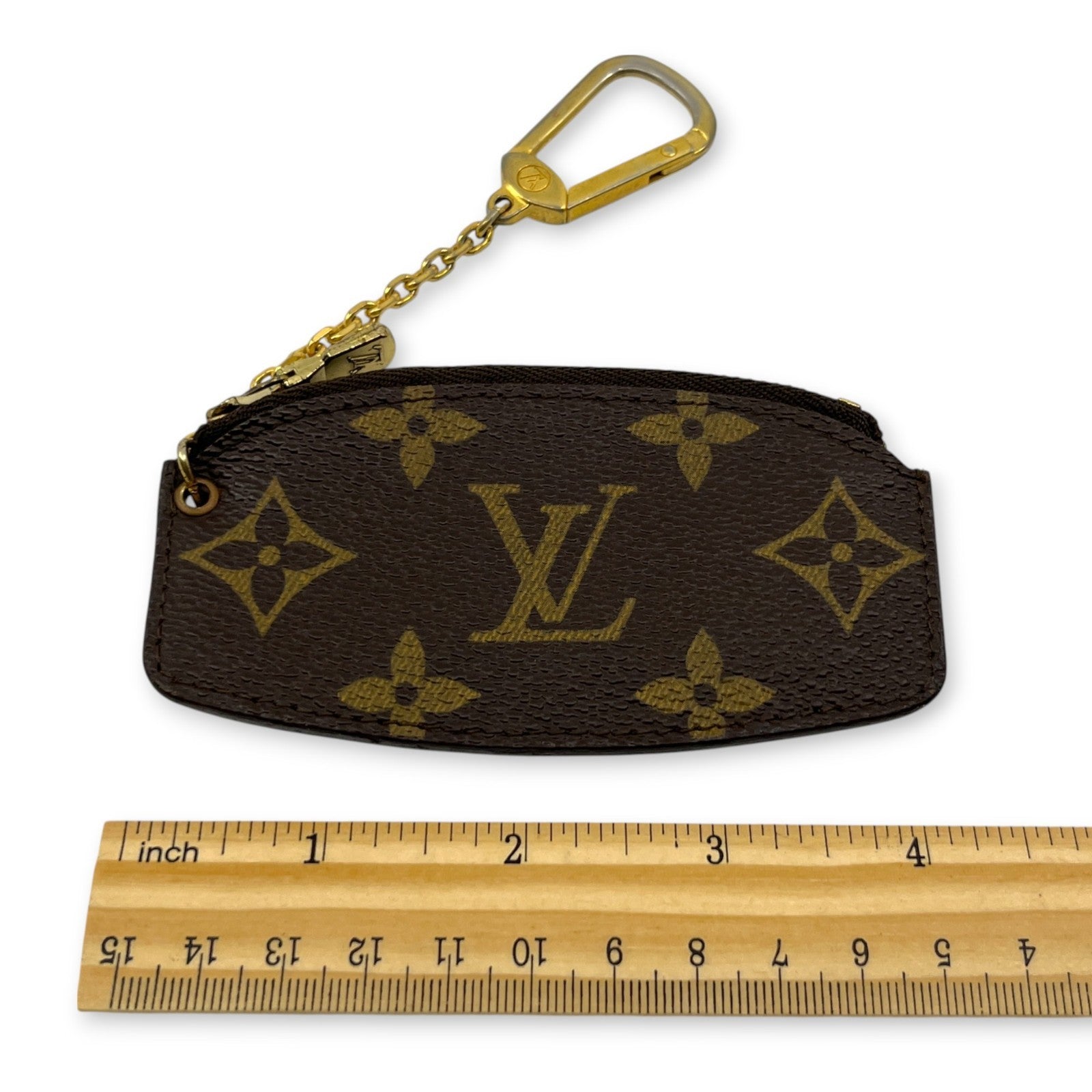 Louis Vuitton Monogram Pochette Cles Vintage Coin Pouch with Large LV Logo