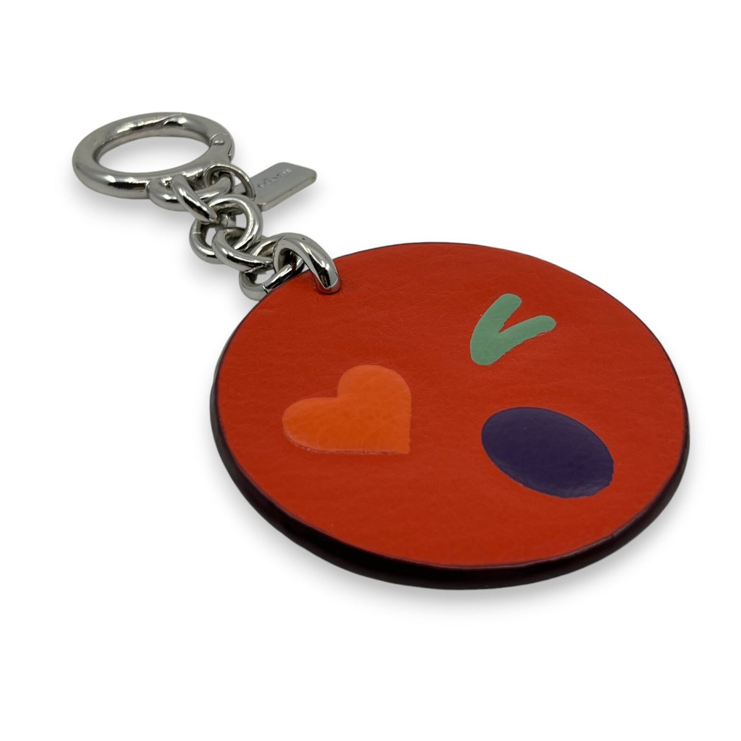 Coach Winky Emoji Leather Keychain Bag Charm in Orange