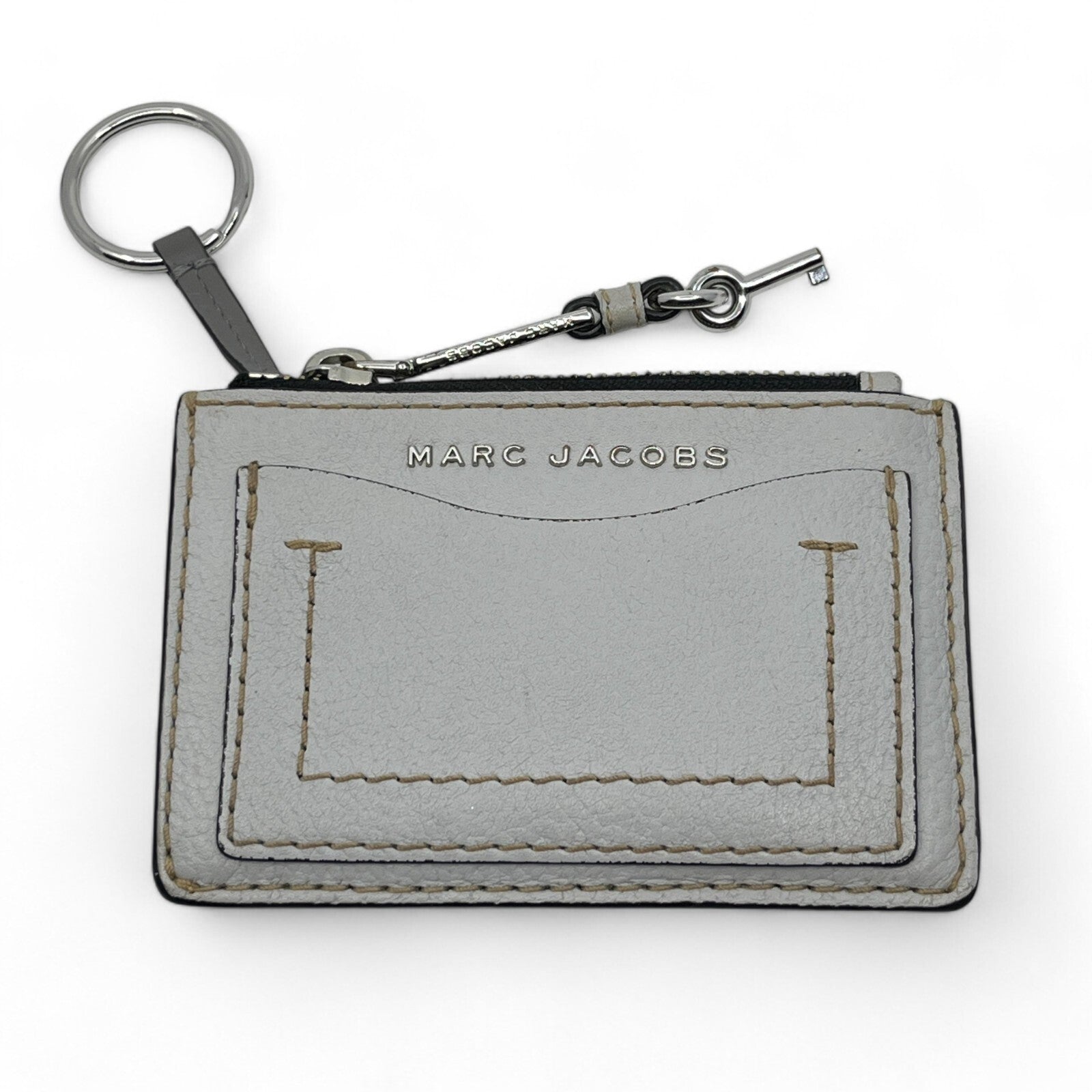 Marc Jacobes Leather Top Zip Coin Purse and Card Case in Gray