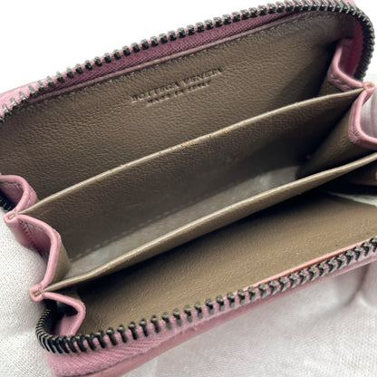 Bottega Veneta Intrecciato Leather Compact Zip-Around Wallet Pink