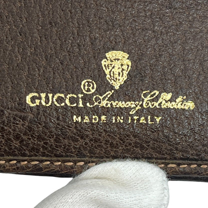 Gucci GG Supreme Canvas Web Stripe Bifold Wallet Brown Leather