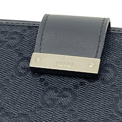 Gucci GG Canvas Card Holder Navy with Matching Leather Trim w/ Box