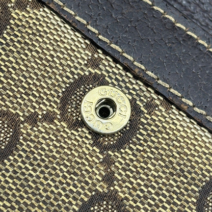 Gucci GG Canvas Bifold Wallet Brown Leather Trim w/ Box