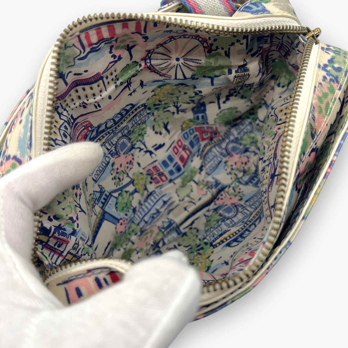Cath Kidston Mini Shoulder Bag London Cityscape Scenery Pattern Oilcloth Blue