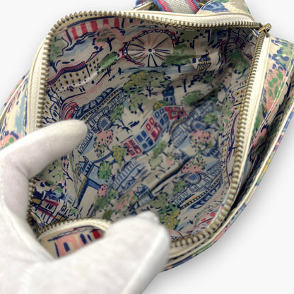 Cath Kidston Mini Shoulder Bag London Cityscape Scenery Pattern Oilcloth Blue
